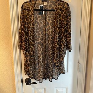 💜3/$15 Sheer Leopard Print Kimono Cardigan